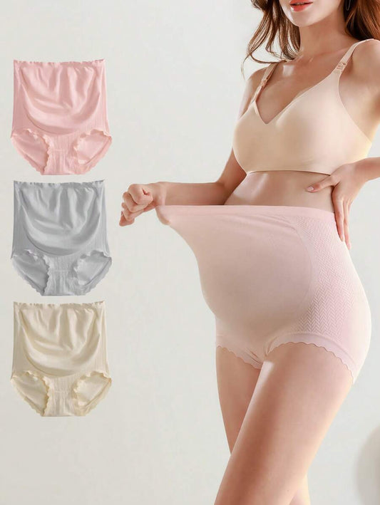 3pcs/Set Maternity Underwear High Waist Pregnancy Abdominal Support For Pregnant Women, Mid-Late Stage