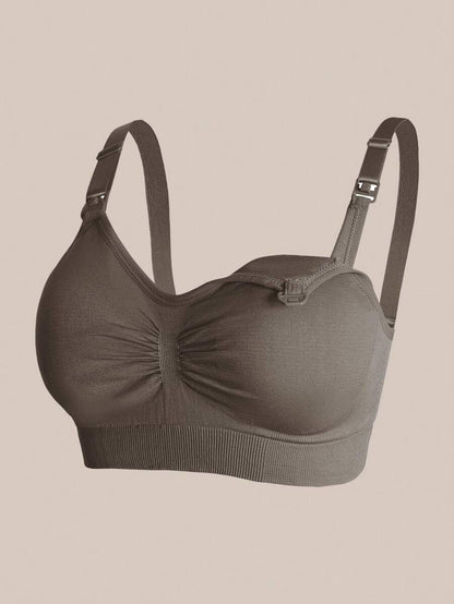 3-Pack Seamless Nursing Bras in Black, Burgundy & Nude, Wireless Maternity Sleep Bra with Front Clasp and Removable Padding