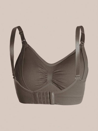 3-Pack Seamless Nursing Bras in Black, Burgundy & Nude, Wireless Maternity Sleep Bra with Front Clasp and Removable Padding
