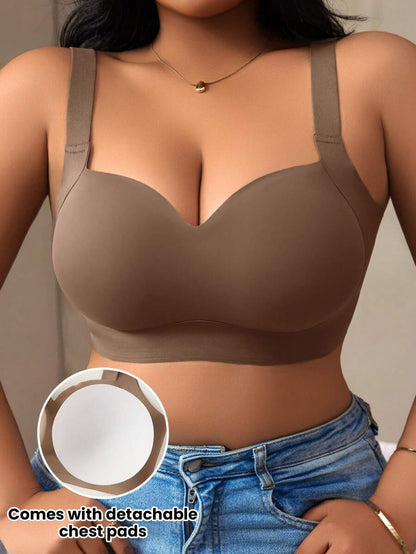 Women's Plus Size Seamless Padded Wireless Bra - Gray Lift & Support Bralette