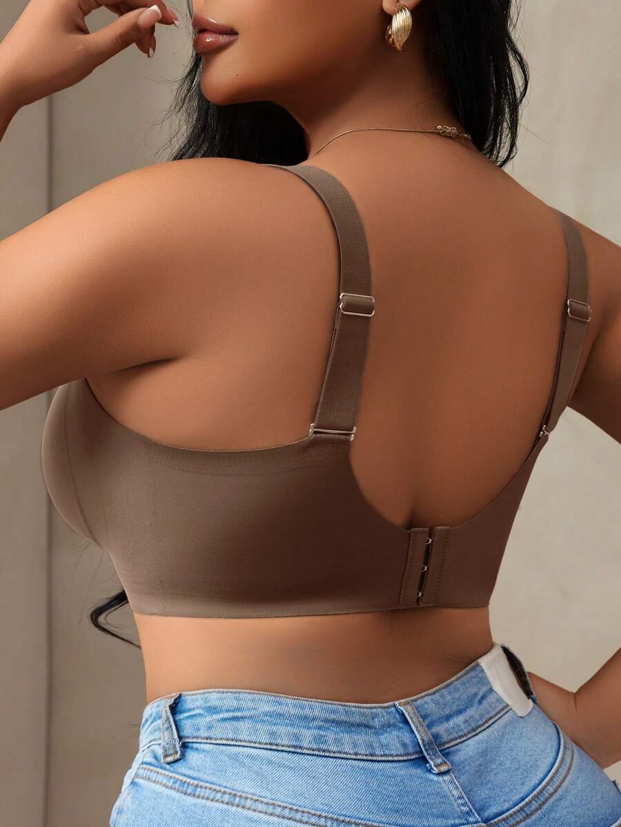 Women's Plus Size Seamless Padded Wireless Bra - Gray Lift & Support Bralette