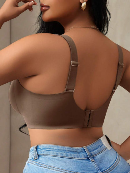 Women's Plus Size Seamless Padded Wireless Bra - Gray Lift & Support Bralette