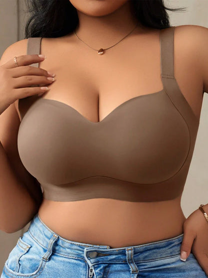 Women's Plus Size Seamless Padded Wireless Bra - Gray Lift & Support Bralette
