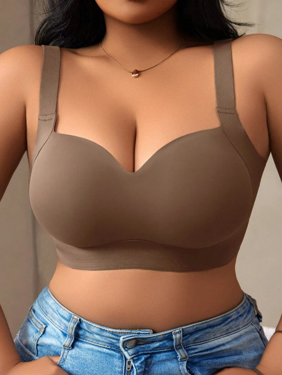 Women's Plus Size Seamless Padded Wireless Bra - Gray Lift & Support Bralette