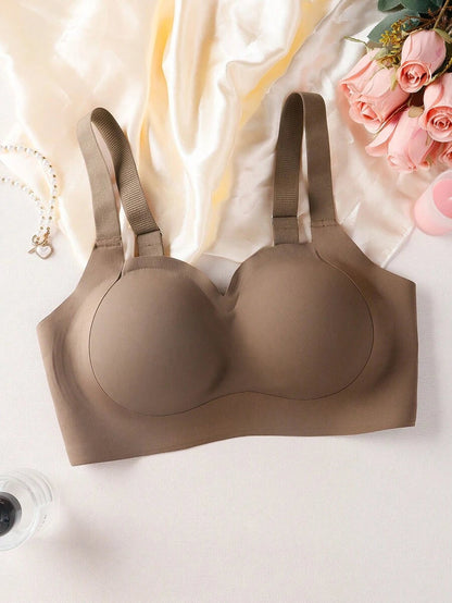 Women's Plus Size Seamless Padded Wireless Bra - Gray Lift & Support Bralette