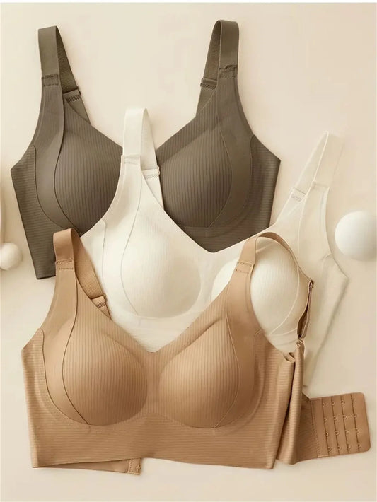 Maternity Nursing Sports Bra 3 Pack - Seamless Wireless Full Coverage Lift Support Ribbed