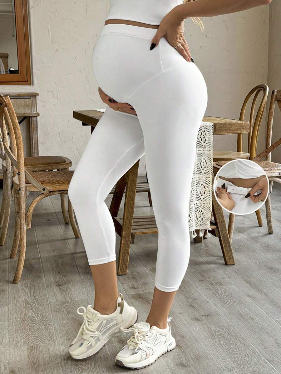 Purple High Elastic Maternity Leggings - Striped Belly Support Yoga Pants for Nursing Moms - High Waist Non-Transparent Sports Trousers for All Seasons