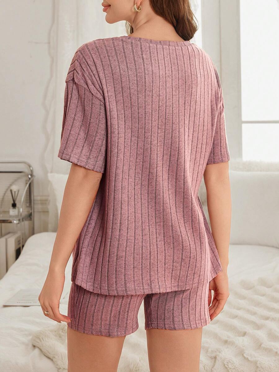 Maternity Nursing Homewear Set - Slogan Print Short Sleeve Top and Pants, Breastfeeding Loungewear