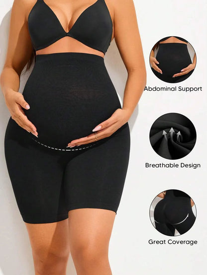 Maternity Support Shorts - High Waist Expandable Belly Panel Christmas Edition, Pregnancy