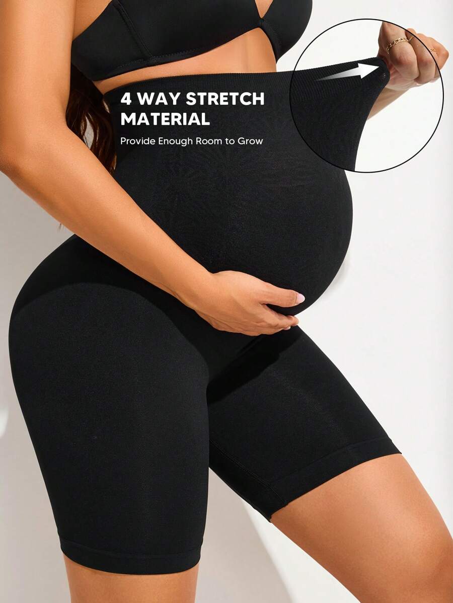 Christmas Maternity Shorts - High Waist with Expandable Belly Support