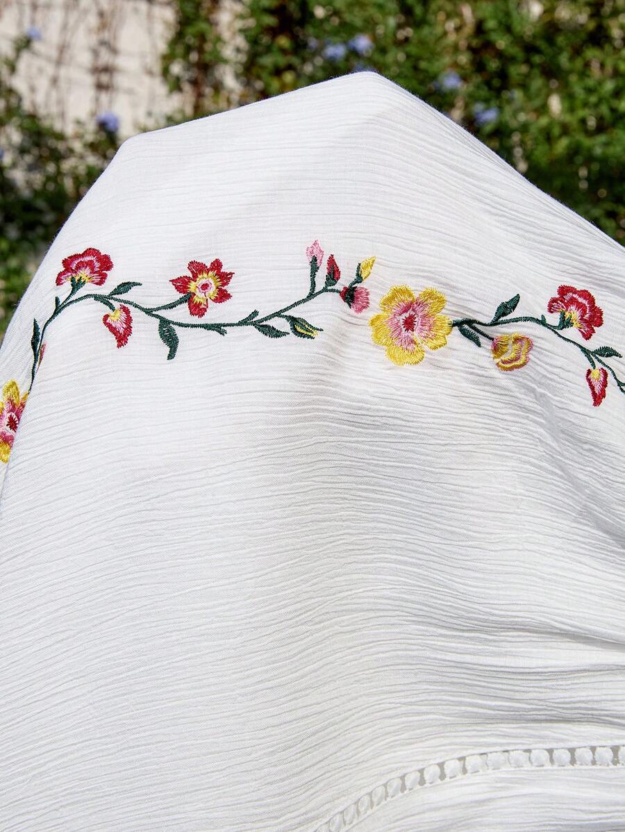 Maternity Sexy Deep V Neck Floral Embroidery Cap Sleeve Boho A Line Dress for Vacation and Photoshoot Apricot