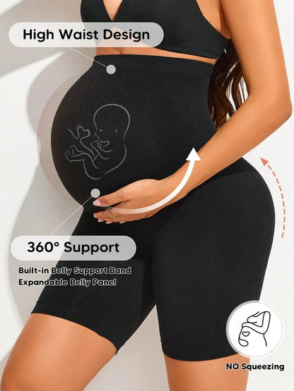 Maternity Support Shorts - High Waist Expandable Belly Panel Christmas Edition, Pregnancy