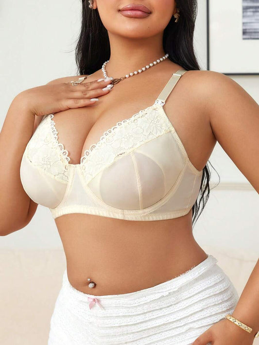 Plus Size Lace Nursing Bra - Hook Closure Underwire Lift Support, Breastfeeding Lingerie