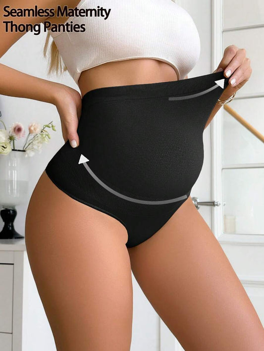 1pc Seamless Comfortable Maternity High-Waist Tummy Control Thong For Women