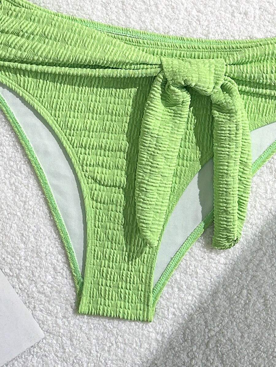 Women's 2-Piece Solid Halter Strap Bikini Set - High Waist, Backless, Apricot