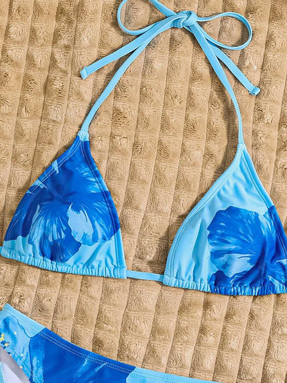 Women's Solid Halter Bikini Set - Lace Up, High Waist, Tie Detail, White