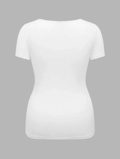 3-Piece Maternity Ribbed Knit Short Sleeve T-Shirt Set - Black White Gray Scoop Neck Fitted Pregnancy Basics