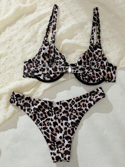 Bellisia Summer Beach Zebra Striped Underwire Bikini Set