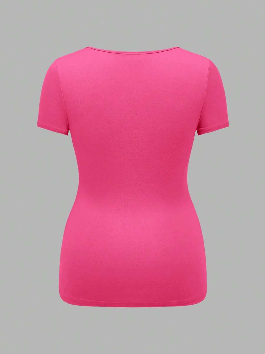 3-Piece Maternity Ribbed Knit Short Sleeve T-Shirt Set - Black White Gray Scoop Neck Fitted Pregnancy Basics