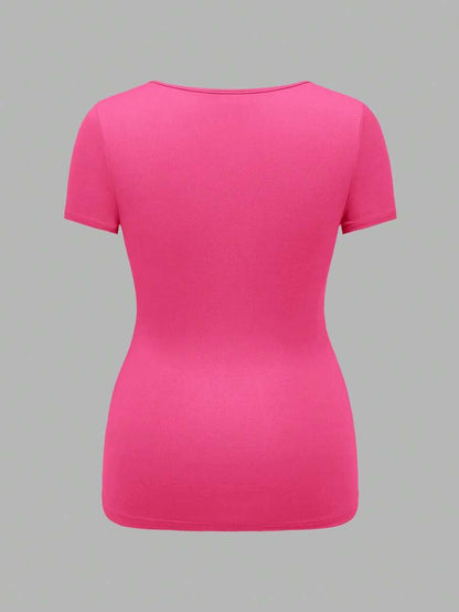 3-Piece Maternity Ribbed Knit Short Sleeve T-Shirt Set - Black White Gray Scoop Neck Fitted Pregnancy Basics