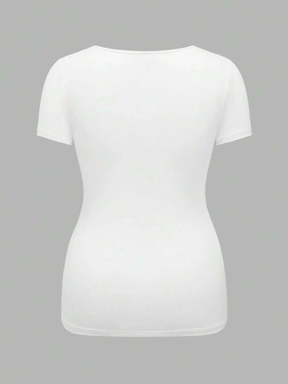 3-Piece Maternity Ribbed Knit Short Sleeve T-Shirt Set - Black White Gray Scoop Neck Fitted Pregnancy Basics