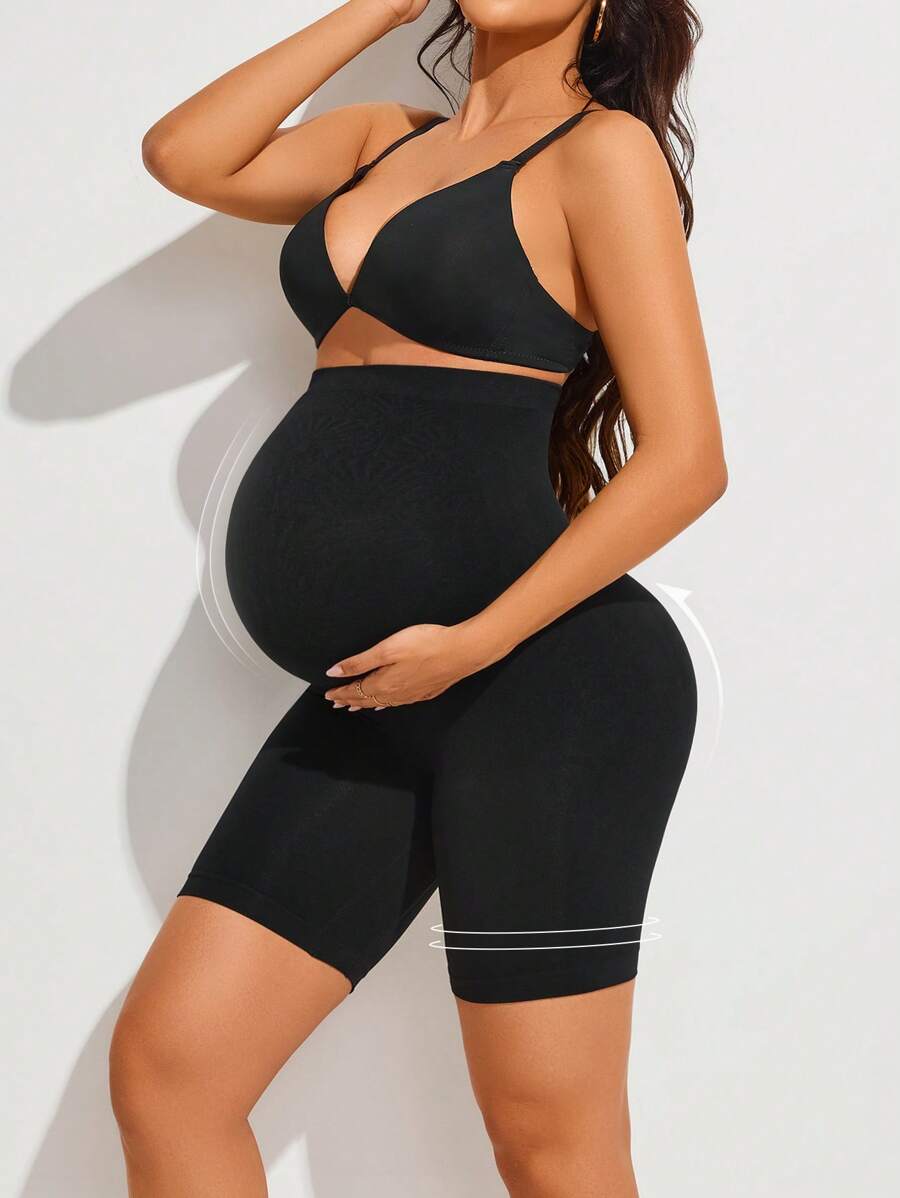 Soft Expandable Panel Maternity Shorts - Pink Seamless High Waist Comfort