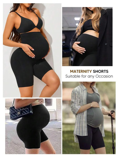 Soft Expandable Panel Maternity Shorts - Pink Seamless High Waist Comfort