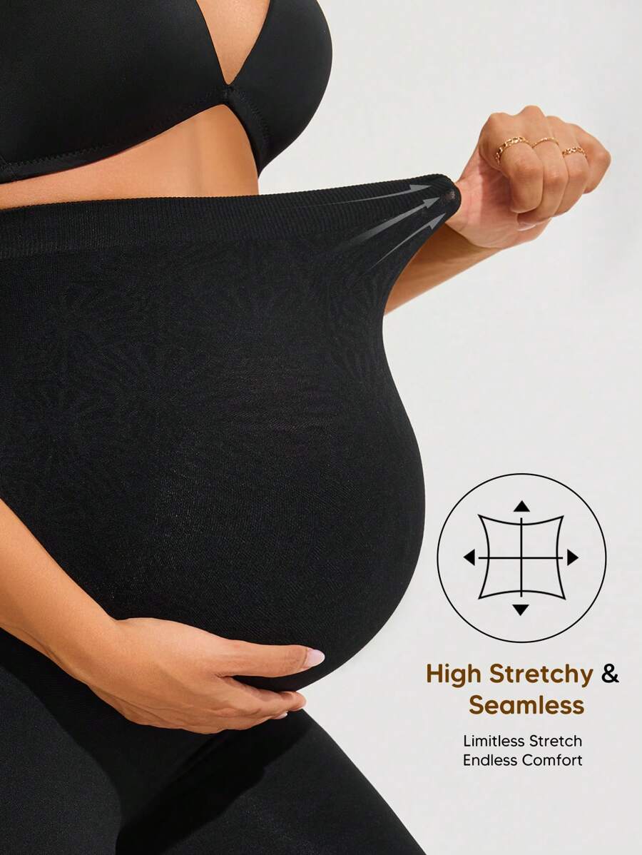 High Waist Maternity Shorts - Seamless Soft Expandable Belly Support Panel