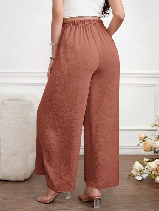 Maternity Wide Leg Pants Loose Fit Redwood Drawstring Elastic Waist Casual Long Trousers for Home and Summer Comfort