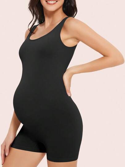 Women's Maternity Sleeveless Bodysuit - Seamless Stretch Pregnancy Shapewear