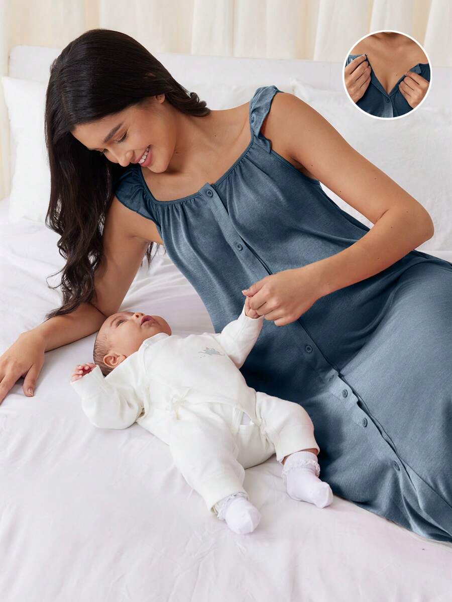 Maternity Labor and Delivery Gown - Hospital Nursing Soft Comfortable Birth Dress, Delivery