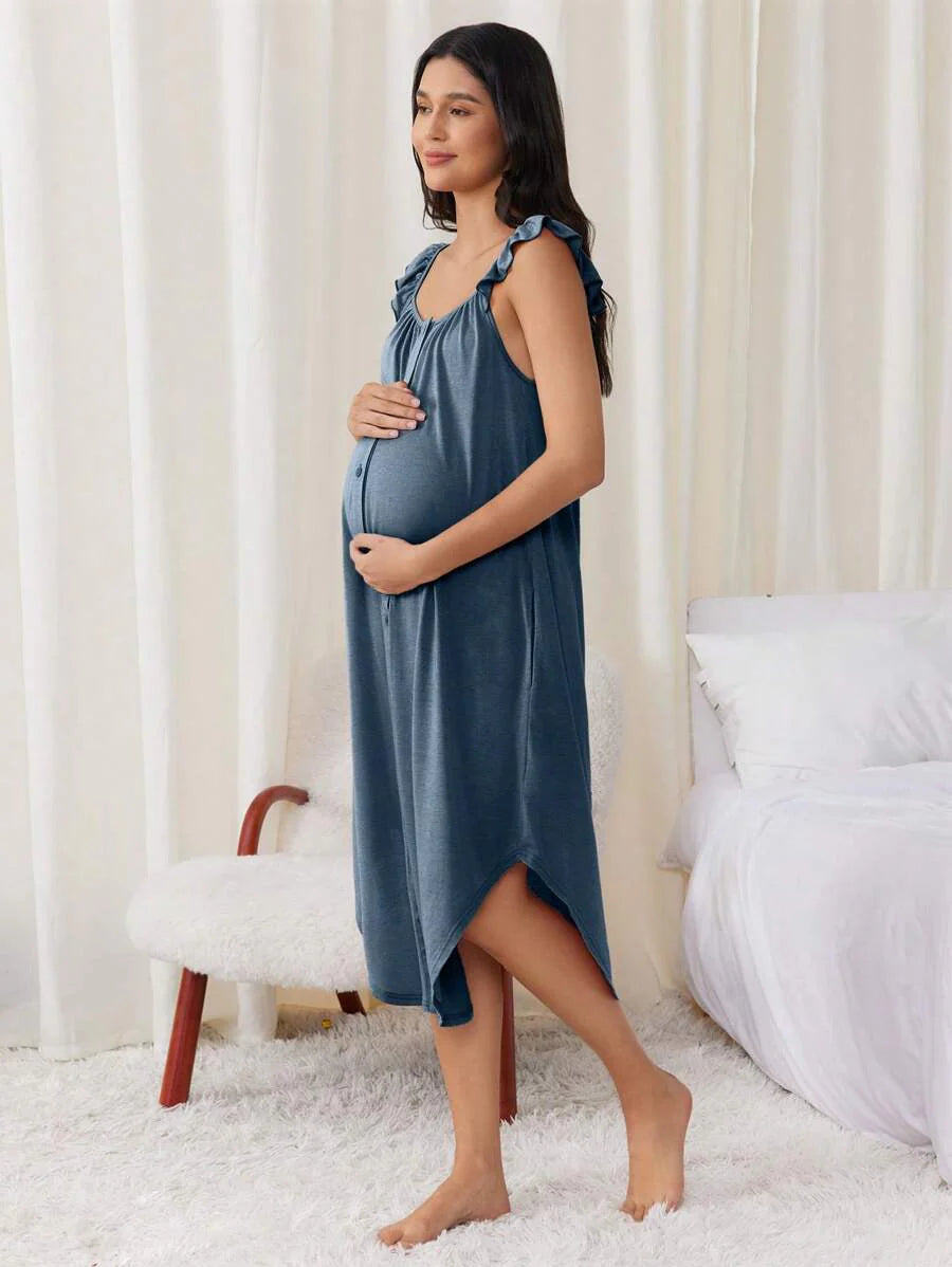 Maternity Labor and Delivery Gown - Hospital Nursing Soft Comfortable Birth Dress, Delivery