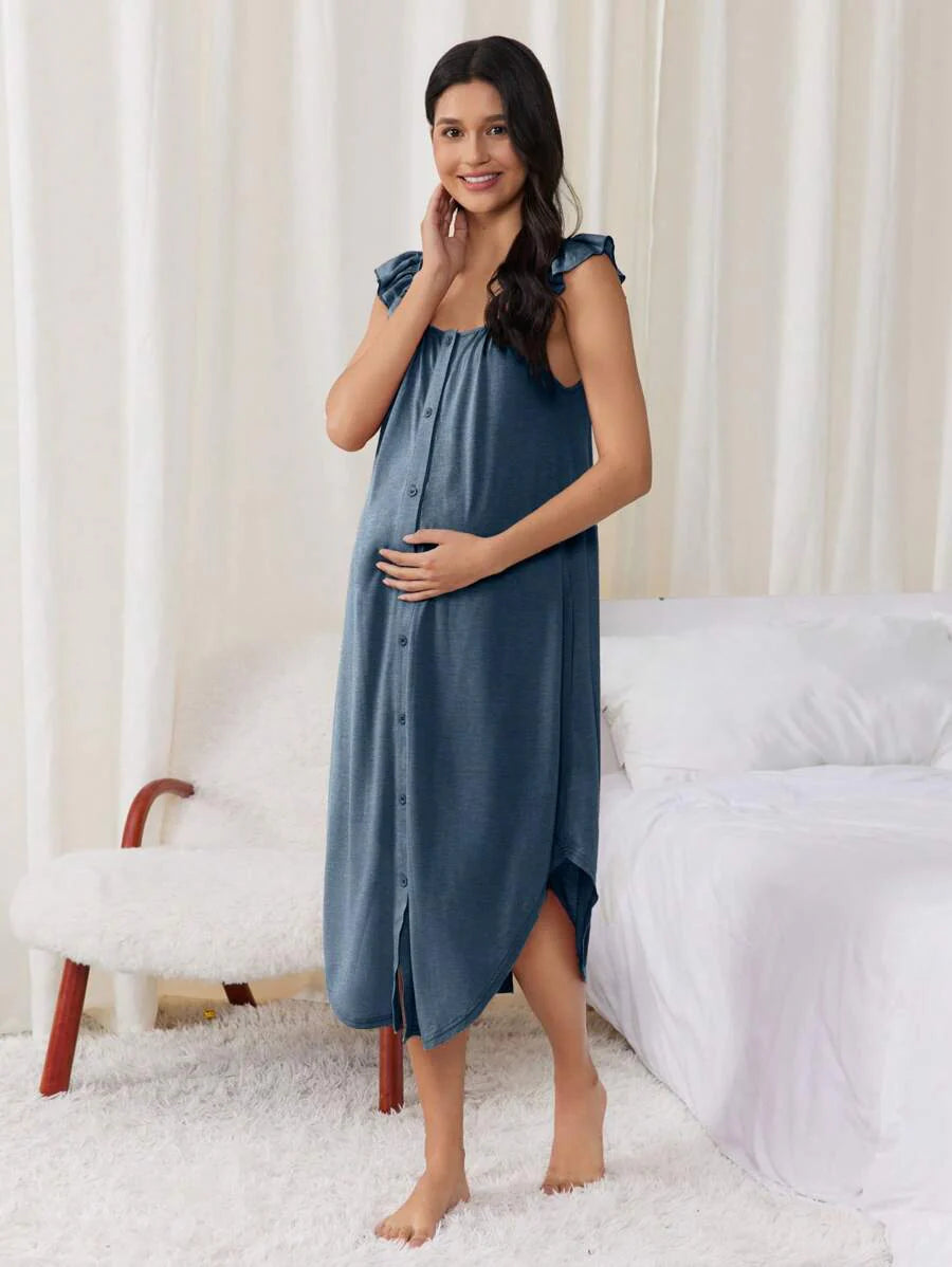 Maternity Labor and Delivery Gown - Hospital Nursing Soft Comfortable Birth Dress, Delivery