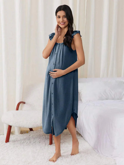 Maternity Labor and Delivery Gown - Hospital Nursing Soft Comfortable Birth Dress, Delivery