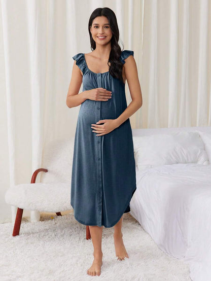 Maternity Labor and Delivery Gown - Hospital Nursing Soft Comfortable Birth Dress, Delivery