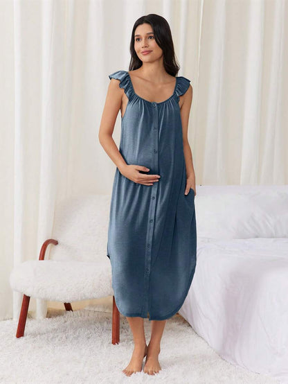 Maternity Labor and Delivery Gown - Hospital Nursing Soft Comfortable Birth Dress, Delivery