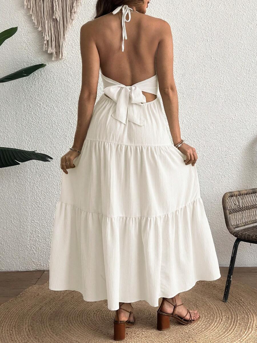 Cherish Maternity Solid Color Backless Maxi Maternity Dress Elegant Sleeveless V Neck Slim Fit Flowy Summer Gown Black