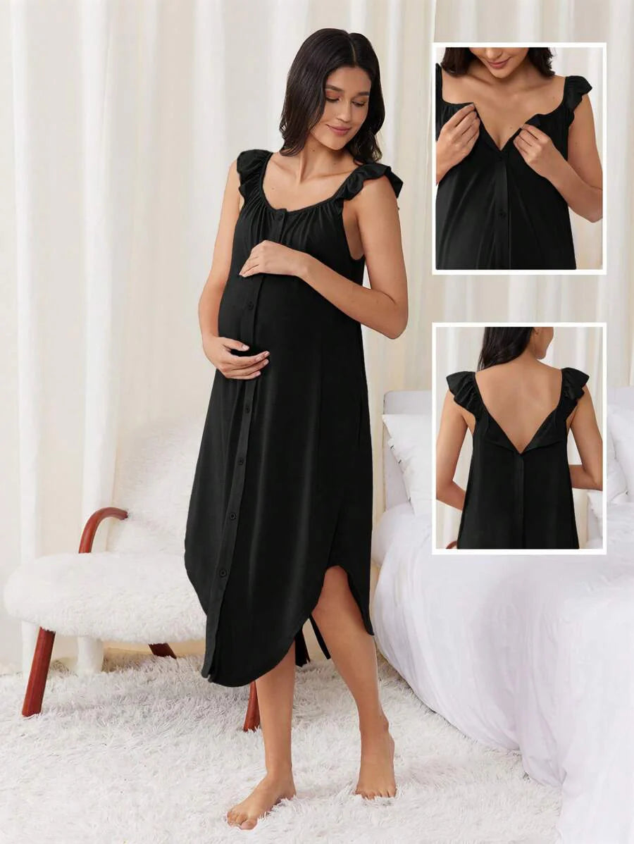 Maternity Labor and Delivery Gown - Hospital Nursing Soft Comfortable Birth Dress, Delivery