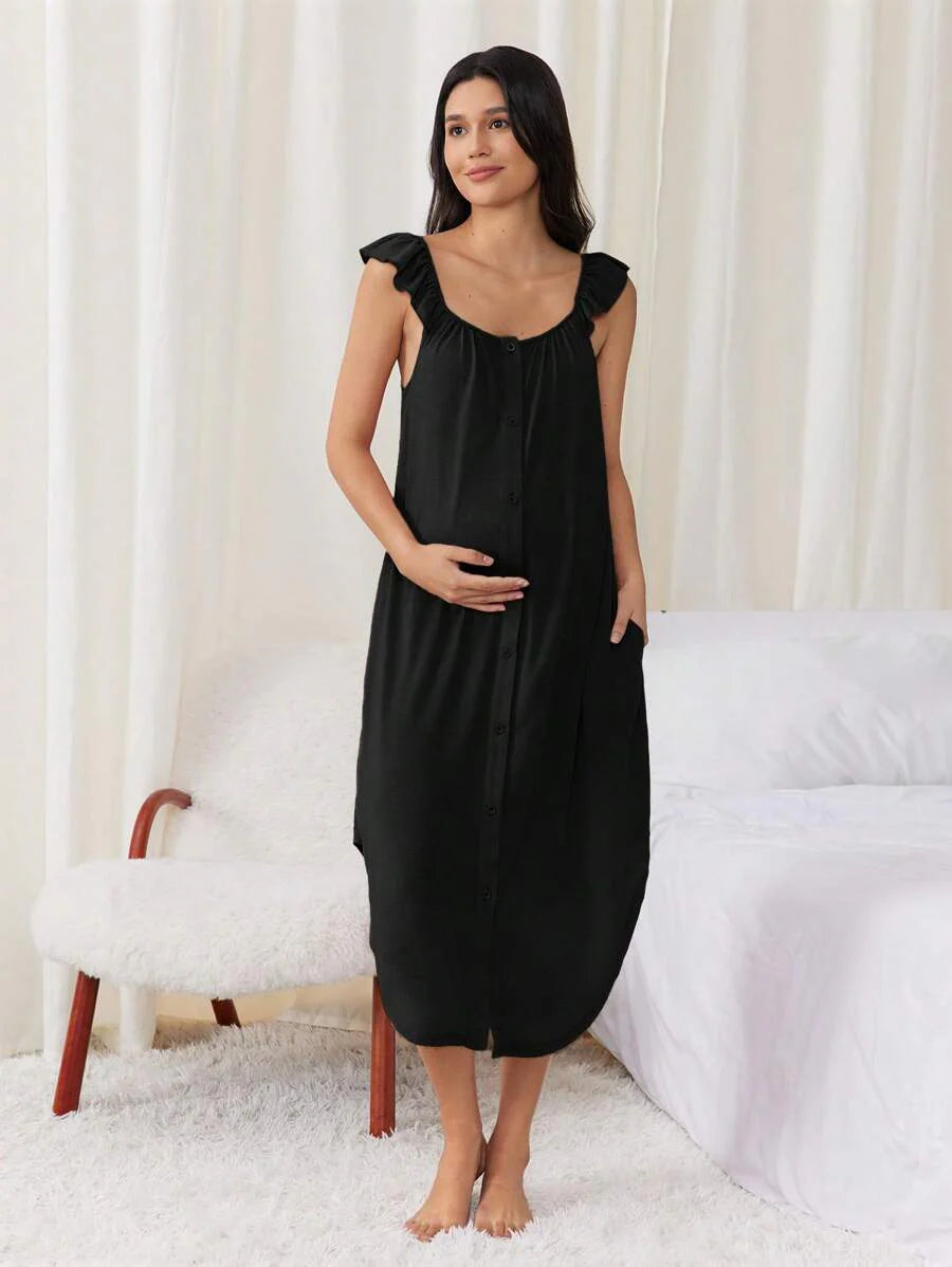 Maternity Labor and Delivery Gown - Hospital Nursing Soft Comfortable Birth Dress, Delivery