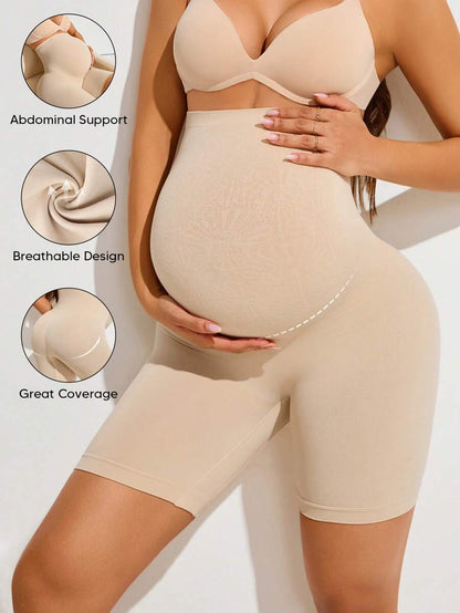 Maternity Support Shorts - High Waist Expandable Belly Panel Christmas Edition, Pregnancy