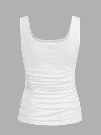 White Baby Footprint Heart Scoop Neck Slim Fit Maternity Tank Top, Casual Ruched Knit Camisole for Daily Wear and Valentine's Day