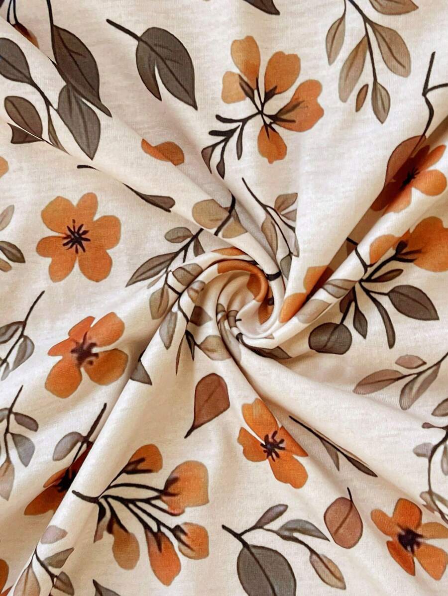 Maternity Floral Print Round Neck Casual Short Sleeve T-Shirt