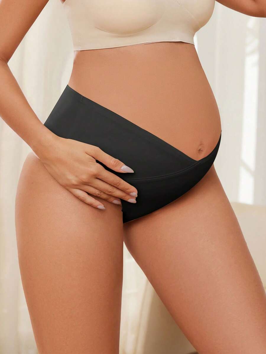 Maternity Brief - Solid Color Seamless Soft Stretch Low-Pressure Support Nursing, Daily Wear