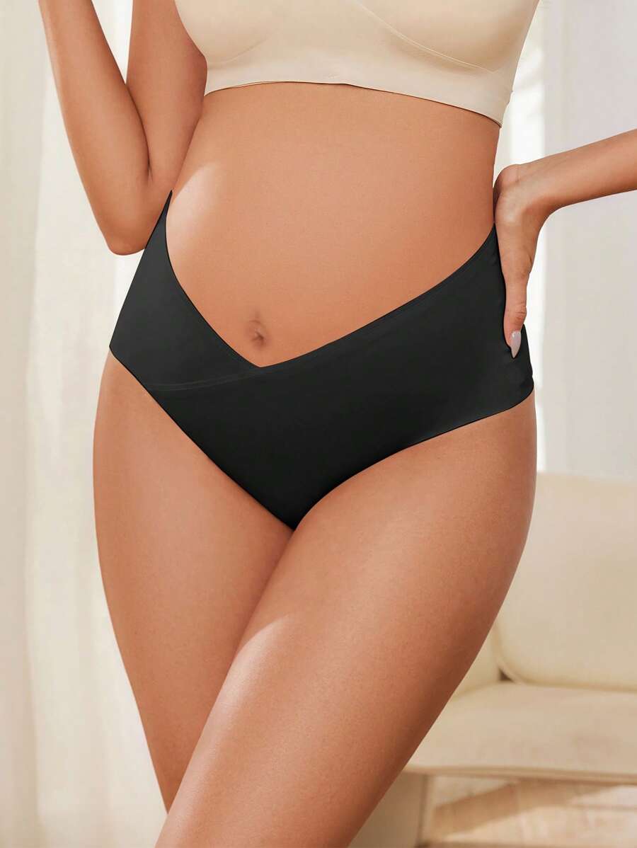 Maternity Brief - Solid Color Seamless Soft Stretch Low-Pressure Support Nursing, Daily Wear