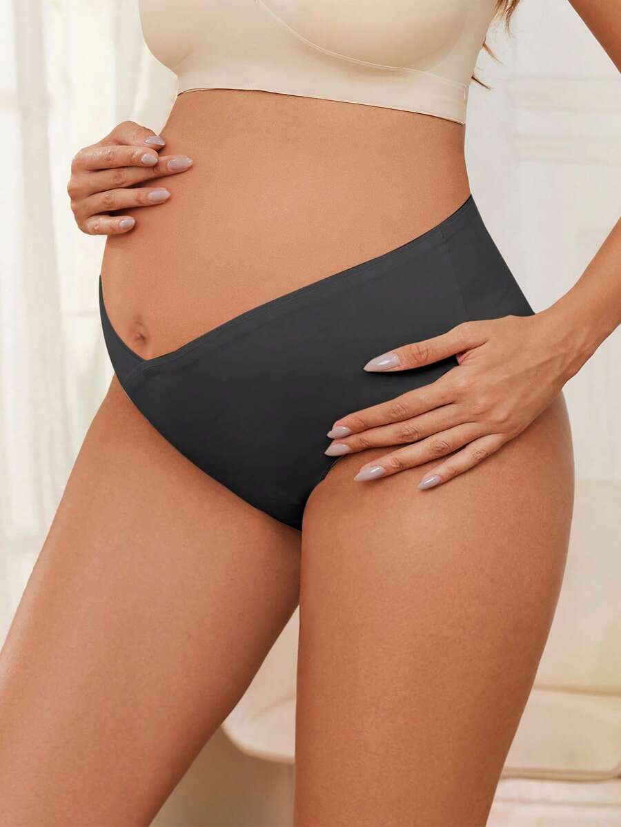 Maternity Brief - Solid Color Seamless Soft Stretch Low-Pressure Support Nursing, Daily Wear