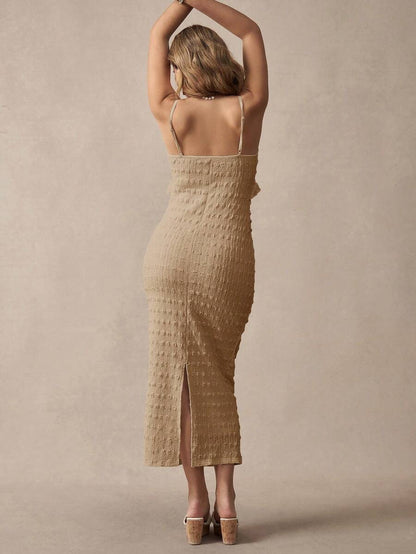 Khaki Striped Ruffled Slit Maternity Dress, Stylish For Dates, Maternity Wear, Maternity Dresses, Maternity-Friendly Clothing, Summer Maternity Wear, Best Maternity Wear, Beach Vacation, Summer Leisure Vacation.