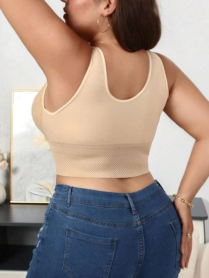 Women's Plus Size Lace Patchwork Shaping Camisole - Sexy Solid Color Body Shaper