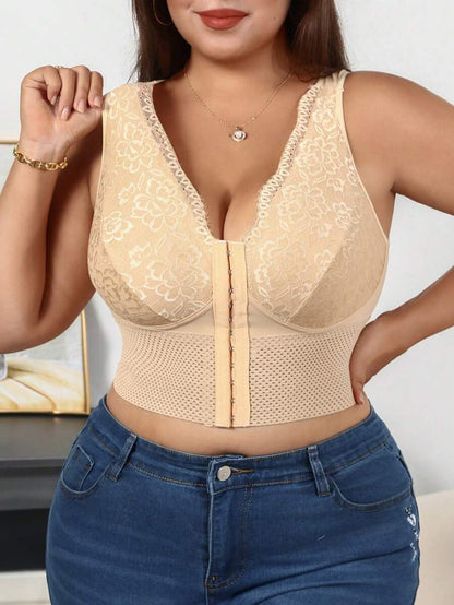 Women's Plus Size Lace Patchwork Shaping Camisole - Sexy Solid Color Body Shaper