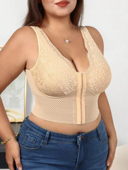Women's Plus Size Lace Patchwork Shaping Camisole - Sexy Solid Color Body Shaper