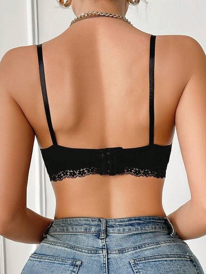 Lace Trim Nursing Bra Wireless Grey Maternity Strapless Bralette with Adjustable Straps for Daily Support